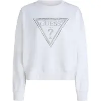 GUESS para mujer. W6YQ14K4352 Sudadera Triángulo Glitter Blanco (XS), Casual, Algodón, Manga larga, outlet 2026.
