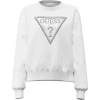 GUESS para mujer. W6YQ14K4352 Sudadera Triángulo Glitter Blanco (M), Casual, Algodón, Manga larga, outlet 2026.