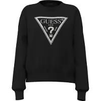 GUESS Sudadera negro / plata / blanco