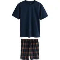Next Pijama corto 'Motion Flex' navy / azul claro / cognac / blanco