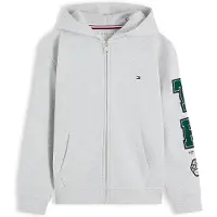 Tommy Hilfiger Sudadera con cremallera gris claro / verde oscuro
