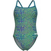 Arena Traje de baño 'SNAKESKIN CHALLENGE BACK' azul / verde hierba / lila