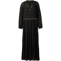 Michael Kors para mujer. MT683L17R3 Vestido maxi con cuello anudado smock negro (M), Casual, Fiesta, Manga larga, Poliéster Reciclado, Micha