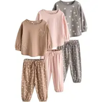 Next Pijama marrón / gris / rosa