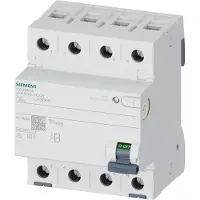 Siemens 5SV33424, interruptor diferencial 5SV3342-4, tipo B, 25A, 3+N polos, 30mA, 400V, 4TE