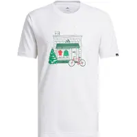 Adidas Camiseta 'Holiday Shop' verde hierba / rojo vivo / blanco