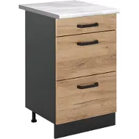 Vicco Mueble bajo de cocina R-Line Roble dorado/Antracita 50 cm encimera Mármol, Model 69809