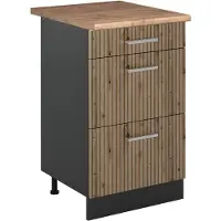Vicco Mueble bajo de cocina R-Line Roble artesanal/Antracita 50 cm encimera Roble dorado, Model 69788