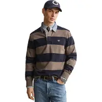 Gant para hombre. 2004083 Polo Heavy a rayas con cuello de cambray taupe (L), Casual, Algodón, Manga larga, outlet 2026.