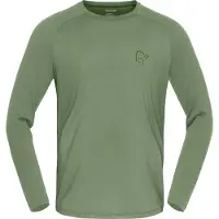 Norrøna - Ropa interior térmica - Femund PureUll Long Sleeve M Deep Lichen Green de Lana - Talla L - Caqui