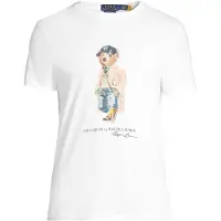 Ralph Lauren para hombre. 710B30192001 Camiseta con Polo Bear Custom Slim Fit blanco (L), Casual, Algodón, Manga corta, Polo Ralph Laur