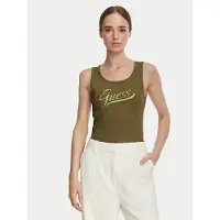GUESS para mujer. W6YP30K4380 Camiseta sin mangas con logo bordado verde olvia (M), Casual, Poliamida, Sin mangas / Tirantes, outlet 2