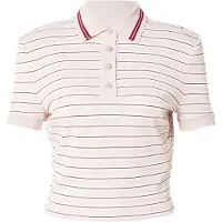 GUESS para mujer. W6YP22K4368 Polo a rayas rosa (L), Casual, Viscosa, Manga corta, outlet 2026.