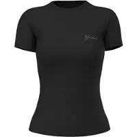 GUESS para mujer. W6YI12K3751 Camiseta con logo de pedrería negro (L), Casual, Modal, Manga corta, outlet 2026.