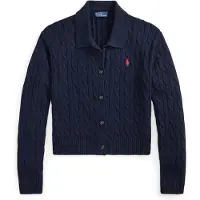 Ralph Lauren para mujer. 211B30509002 Cárdigan de algodón en punto de ochos marino (S), Casual, outlet 2026.