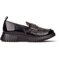 Wonders para mujer. A-4420 Mocasines de Piel Mix negro (38), Plano, 1 a 3cm, Ninguno, Casual, Clásico, Charol, outlet 2026.