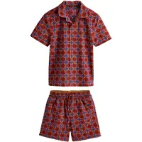 Next Conjunto azul / verde oscuro / rojizo / rojo carmesí