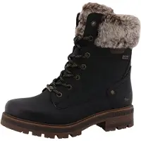 Mustang Botines con cordones brocado / negro
