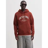 Jack & Jones Sudadera 'JJEDenver' zafiro / rojo oscuro / blanco