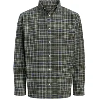 Jack & Jones Camisa 'JJEField' oliva / petróleo / offwhite