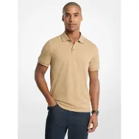 Michael Kors para hombre. CS650V848T Polo de punto liso de algodón con logotipo beige (M), Casual, Manga corta, outlet 2026.