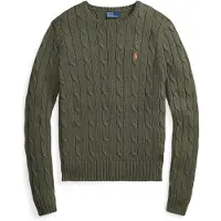 Ralph Lauren para mujer. 211971869510 Jersey de algodón en punto de ochos verde (M), Casual, Manga larga, outlet 2026