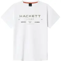 Hackett London para niño. HK5000065 Camiseta Hs Legacy blanco (13Años= 157cm), Casual, Algodón, Manga corta, moda infantil, o
