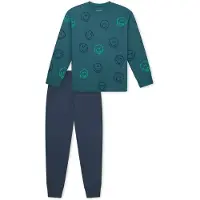 Schiesser Pijama ' Nightwear ' azul oscuro / verde oscuro