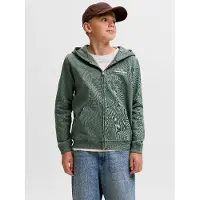 Jack & Jones Junior Sudadera con cremallera 'JORNORREBRO TYPO' verde / blanco natural