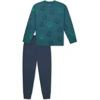 Schiesser Pijama ' Nightwear ' azul oscuro / verde oscuro