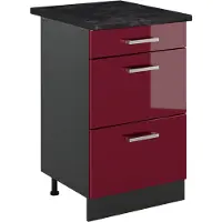Vicco Mueble bajo de cocina R-Line Rojo de alto brillo/Antracita 50 cm encimera Antracita, Model 69851