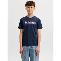 Jack & Jones Junior Camiseta 'JJTom' marino / rojo oscuro / blanco