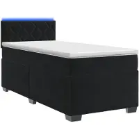 vidaXL Cama con somier y colchón, con iluminación LED, color negro, 90 x 190 cm, tapizada en terciopelo