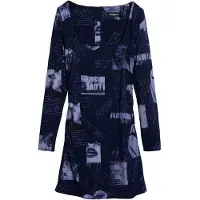 Desigual , Vestido postales escote cuadrado, Viscosa, Azul, M