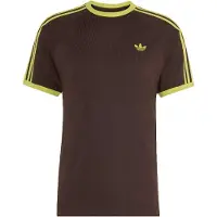 Adidas Originals Camiseta '3-Stripes' marrón oscuro / limón