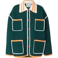 Essentiel Antwerp Cárdigan 'KOKORICO' esmeralda / naranja / blanco