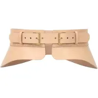 Haute Cuir Cinturón 'Crescent Peplum Belt' crema