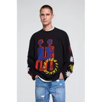Desigual , Camiseta Manga Larga Estampada, Hombre, Algodon, Negro, XS