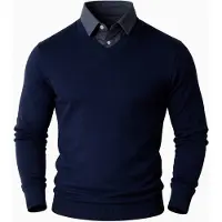 PANTONECLO Jersey 'Men’s Mock Sweater' navy