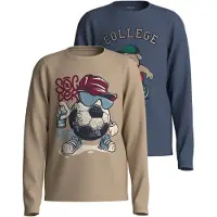 Name it Camiseta 'VUX' beige oscuro / navy / azul claro / rojo oscuro