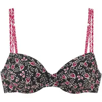 LASCANA Top de bikini rosa oscuro / negro / blanco