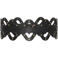 Haute Cuir Cinturón 'Rivetted Diamond Cutout Belt' negro