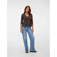 Vero Moda Blusa 'VMSMilla' crema / marrón oscuro
