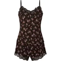 Hunkemoller Pijama de pantalón corto 'Nana' marrón / oliva / rosa
