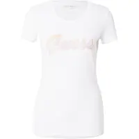 GUESS para mujer. W6YI56K5028 Camiseta Logo Lentejuelas Degradé Blanco (M), Casual, Algodón, Manga corta, outlet 2026.