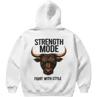 Kleidermafia Sudadera 'Oversize Strength Mode Hoodie - White' blanco