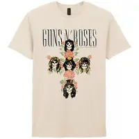 Guns n' Roses Camiseta 'Guns N´Roses Rose Cross T-Shirt' blanco natural