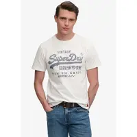 Superdry para hombre. M1012458A Camiseta Classic blanco roto (L), Casual, Algodón, Manga corta, outlet 2026.