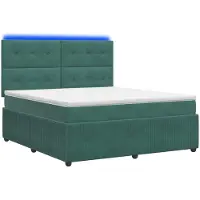 Syfax Cama con somier y colchón LED, color verde oscuro, 160 x 200 cm, tapizada en terciopelo