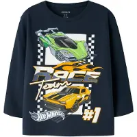 Name it Camiseta 'NMMJunior Hotwheels' navy / verde hierba / naranja / blanco
